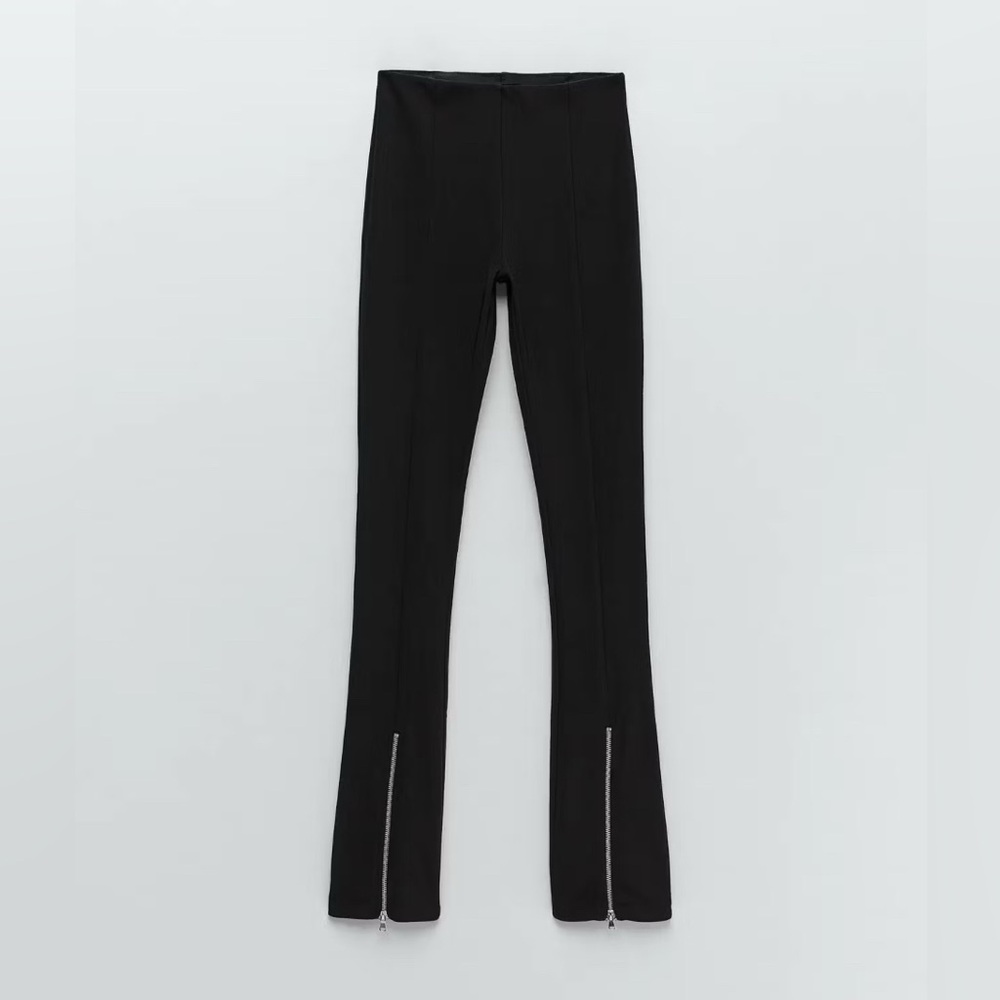 Zara Black Leggings with Zipper Accents